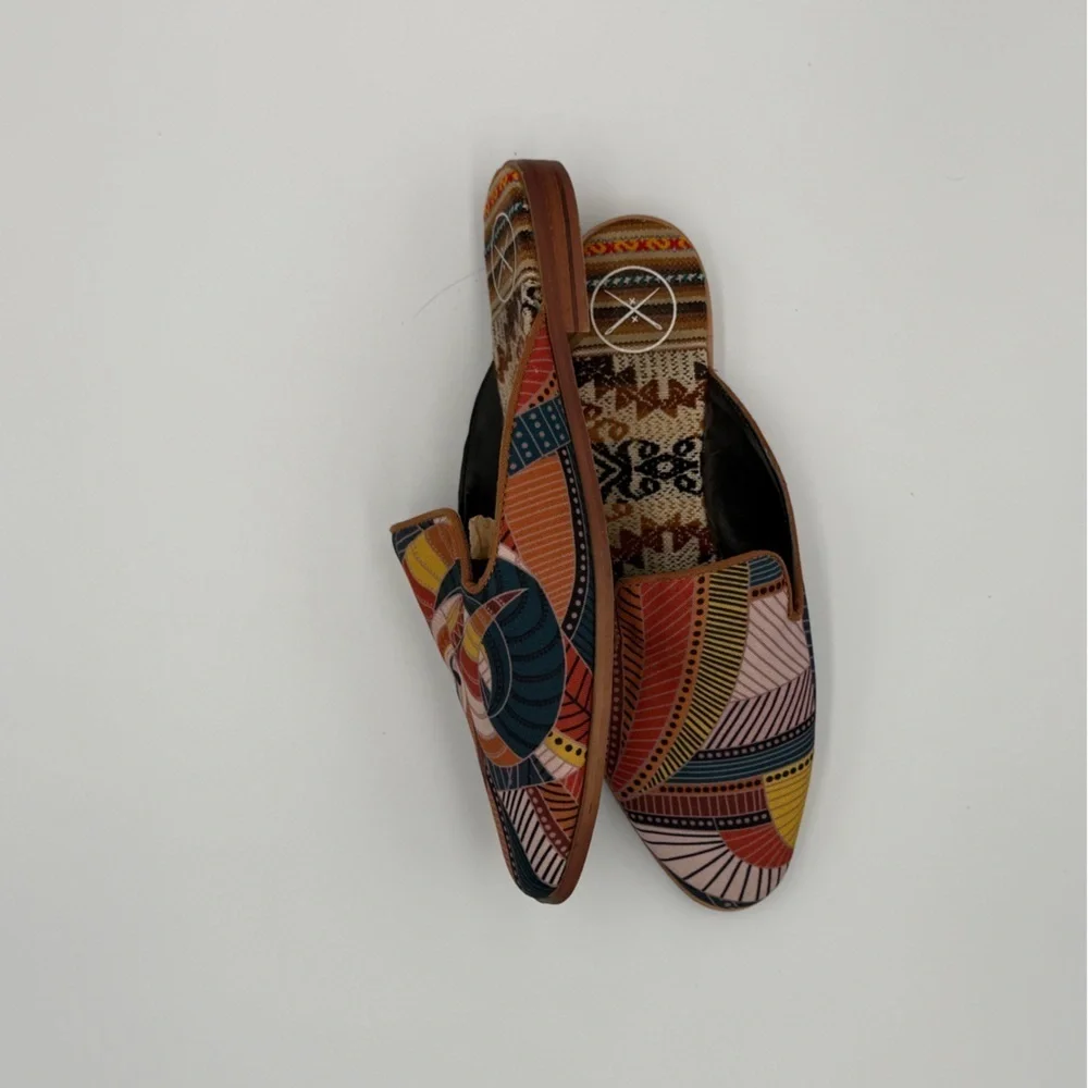 Inkkas Cyprus Bohemian Abstract Art Boho Free Spirit Closed Toe Hippie Slides 7